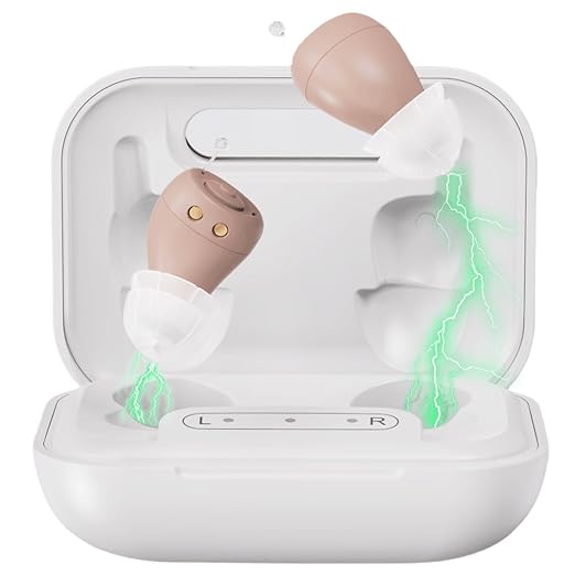 Hearing Aids for Seniors All-New Upgraded Dual-Layer Earpieces Pro 2.0, Rechargeable with Noise Cancelling, Rechargeable Portable Charging Case Hearing Aids, Volume Adjustment All-Day Comfort Crystal Clear Sound