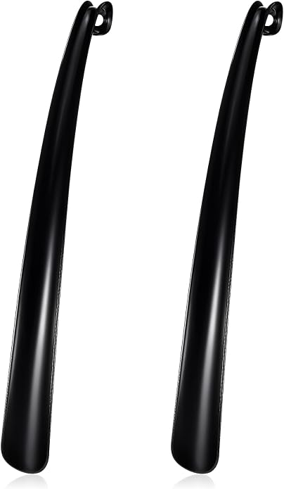 2PCS Shoe Horn Long Handle, 17" Long Shoe Horn Plastic Shoes Horns Black Shoehorn Boot Shoes Helper for Men Women
