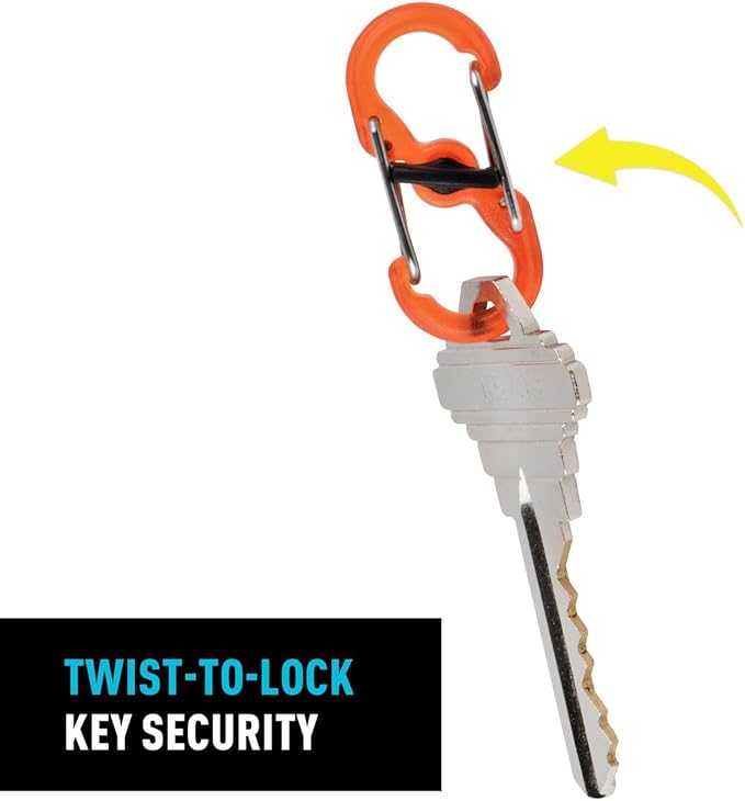 Nite Ize KeyRack Steel S-Biner - Plastic Key Carabiner Organizer with 6 S-Biners - Keychain Accessories to Hold Keys Securely and Separately
