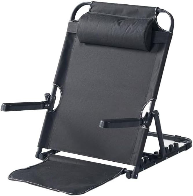Lifting Bed Backrest, 20.5"x27.6" Portable Folding Adjustable Sit up Back Rest, Folding Disability Bed Backrest, Multifunction Chair with Armrests for Neck Head Lumbar Support, Black