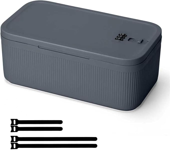 Medicine Lock Box, Small Lock Box with Code, for Secure Storage of Medications, Snacks, Electronics，Cash, Office Files & Travel Essentials and more, Includes Cable Tie