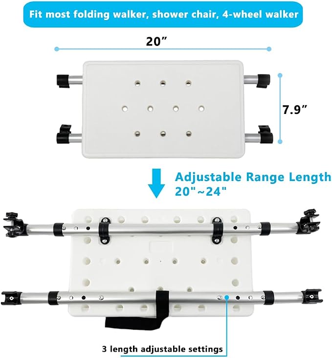 Walker Rest Seat for Attachable Seat Folding Walker, Maximum Weight Capacity of 250 Pounds, 20" L x 7.9" W (A)