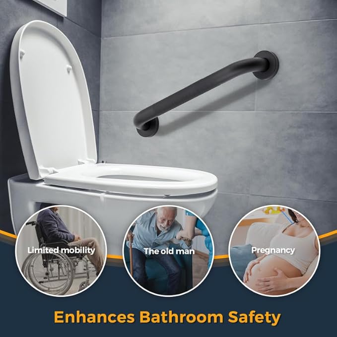 Grab Bars for Shower, 2 Pack 36-Inch Anti Slip Shower Handles for Elderly, Safety Shower Grab Bar, Stainless Steel Handicap Grab Bars for Bathroom (Black 1" Diameter)