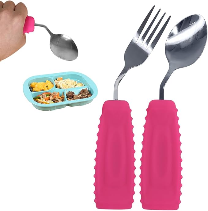 Adaptive Weighted Utensils Set – Spoon and Fork for Hand Tremors, Parkinson’s, Elderly, and Arthritis – Adaptive Eating Utensils for Weak Grip and Limited Mobility