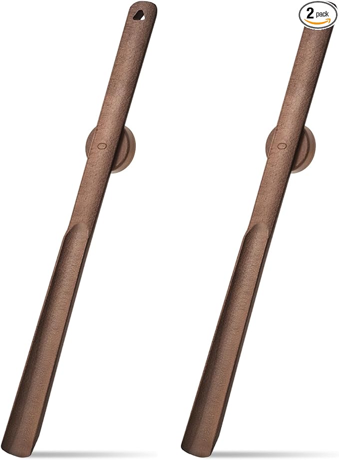 Geelin 2 Pcs 20'' Magnetic Shoehorn, Long Wooden Shoe Horn Long Handle Shoehorn for Seniors Men Women, Magnetic Base Wall Mounted Dressing Stick for Elderly Limited Mobility (Walnut)