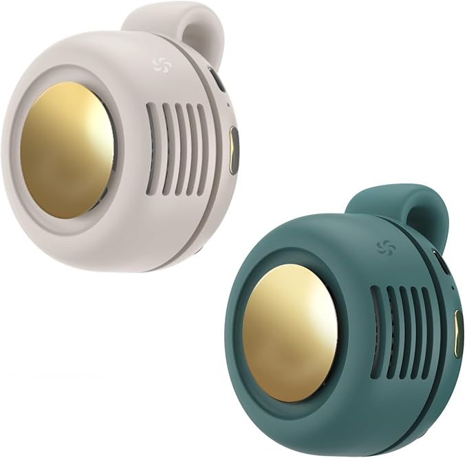 Portable Clip-On Fan, Mini USB Rechargeable 360° Rotatable Fan, Personal Fan 3-Speed Silent Mini Bladeless Fans (2 pack(White+Green))