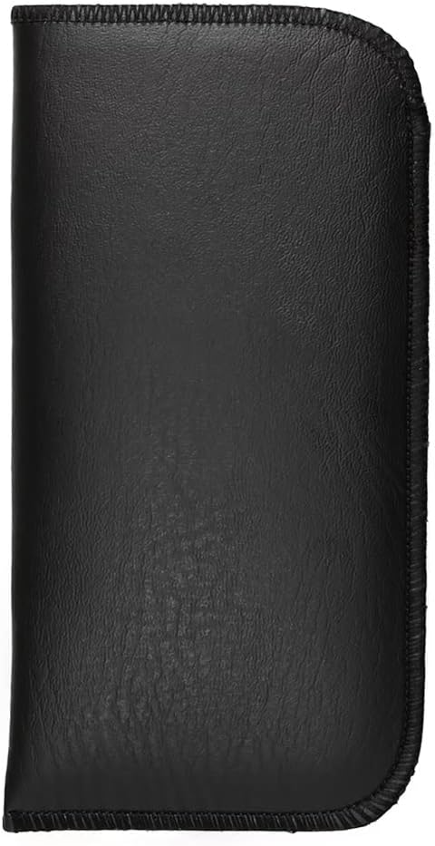 Calabria Slim Faux Leather Eyeglass Case Soft Slip-In Design [Black without Clip - 1 Pack] | Compact Protective Pouch | Soft Case for Glasses | Lightweight Sunglass Storage