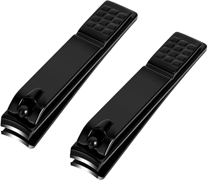 Aogeili Nail Clippers Set, Sharp Stainless Steel Fingernail & Toenail Clippers, Black Nail Cutter, 2Pcs Large and Large Size