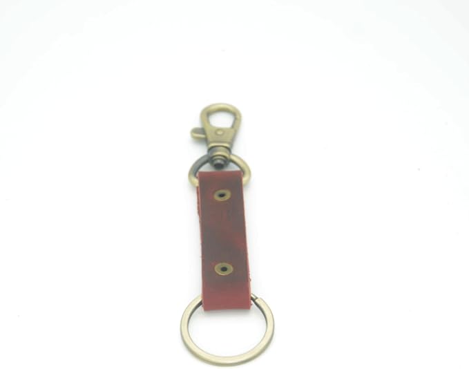Genuine Leather Keychain Walnut Leather Key Holder Mens Belt Key Chain Ring Fob