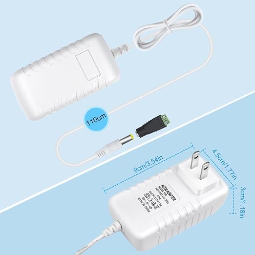 12V Power Supply, 12 Volt 3A 36W DC Power Supply, White LED Power Adapter, AC 110V to 12V Wall Mounted Transformer Plug for LED Strip Lights with 5.5/2.1 DC Female Connector, 3 Pack