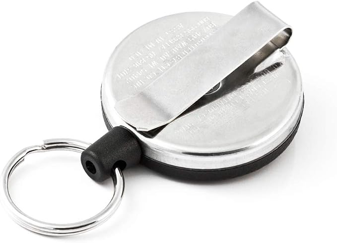 KEY-BAK Original Retractable Key Holder with a Front, Steel Belt Clip, and a Split Ring