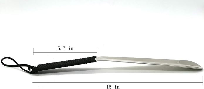 15''Long Shoe Horn,Long Handle Shoe Horn for seniors,Stainless Steel Shoe Horn,Long Shoehorn.(Black)