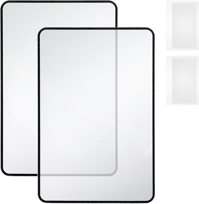 Dimeho 4 Pcs Page Magnifying Sheet 3X 5X Clear Lightweight Magnifier Flat Plastic Optical Fresnel Lens Handy Card Size Magnifier Bookmark for Seniors Reading Small Prints People with Low Vision