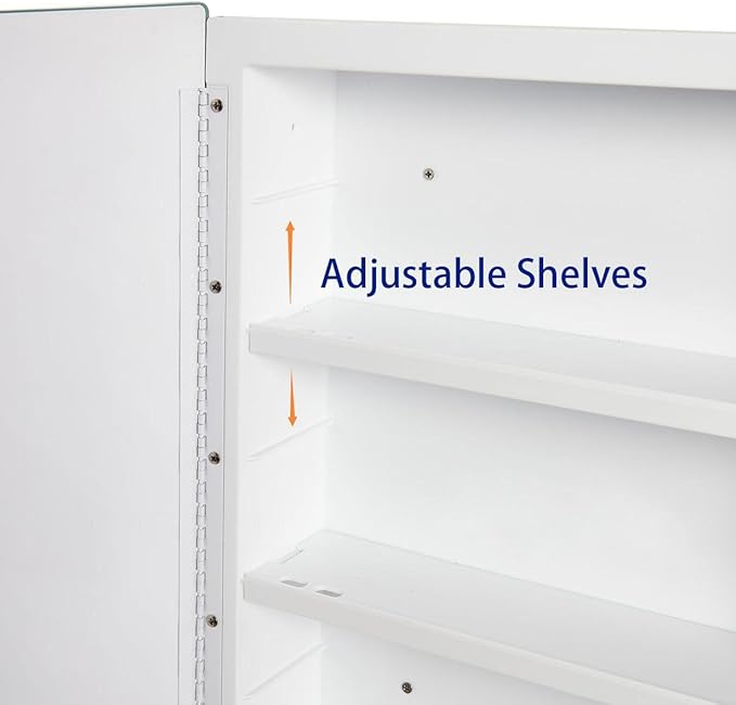 Plastic Medicine Mirror Cabinet for Bathroom 16 x 28 inch, Recessed and Surface Mount