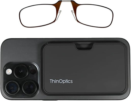 Always With You by ThinOptics Classic Reading Glasses + Case that Sticks to Your Phone - Ultra-Thin Armless Pocket Readers