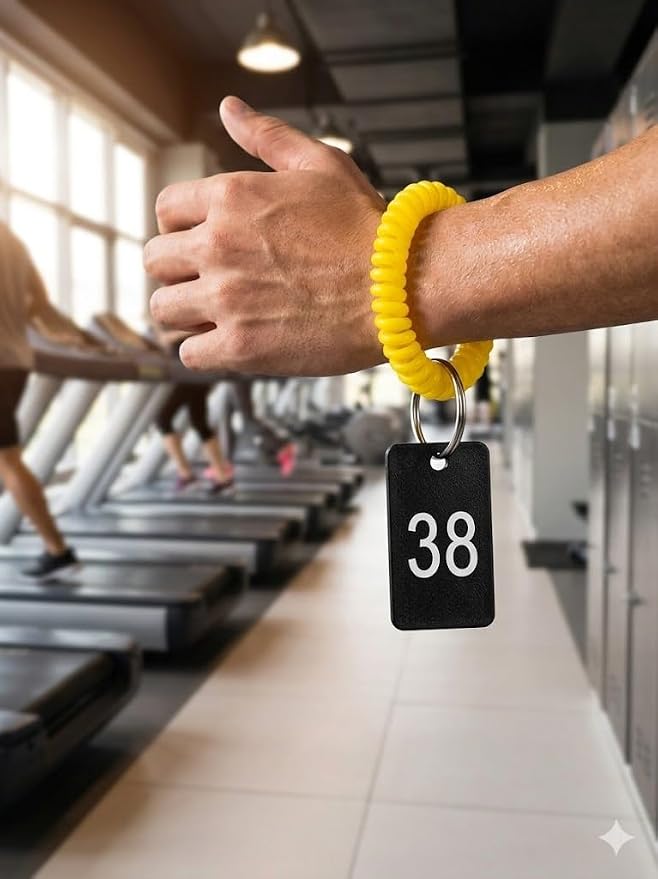 9pcs Black Wrist Coil Keychain key ring bracelet wrist key holder stretchy | Key Chain Holder Outdoor Sports and Gym Swimming stretchy wristband key ring