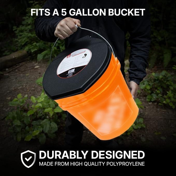 72 HRS Premium Portable Camping Toilet Seat with Lid for 5 Gallon Buckets | Portable Toilet for Outdoor Camping, Hiking, Emergency Prep, Backcountry, Car, Boat, Road Trips, No Bucket Included