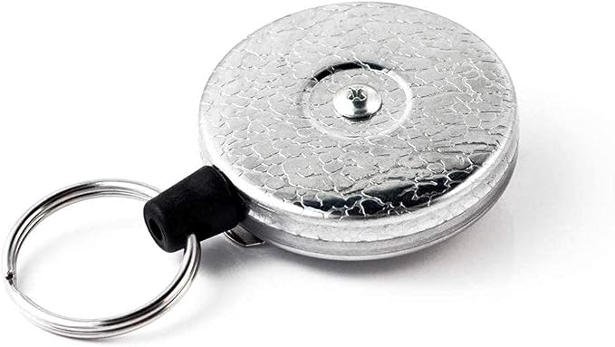 KEY-BAK Original Retractable Key Holder with a Front, Steel Belt Clip, and a Split Ring