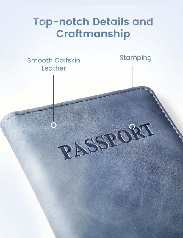 Passport Holder Travel Wallet Passport Case Cover | Vaccination Card Holder, RFID Blocking, Clear Pocket For Photo