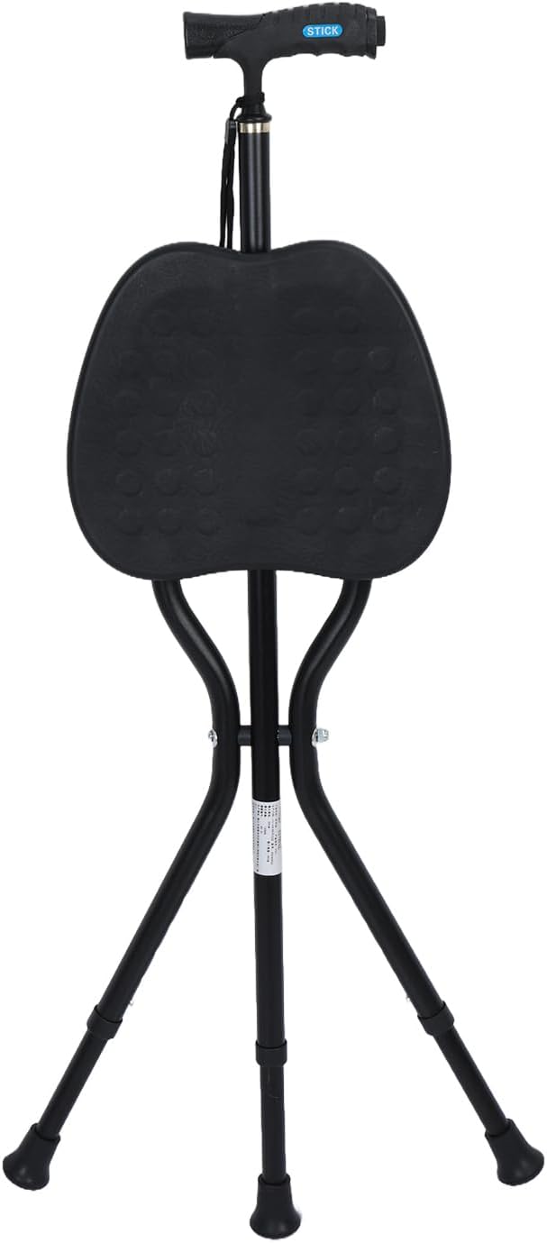 Folding Cane Seat, Hold 440 lbs Folding Canes with Seat Walking Stick Height Adjustment Cane Seat Capacity Frosted Handle with Crutches Stool