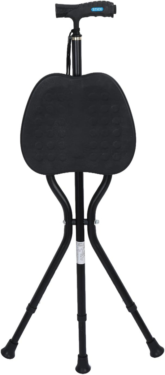 Folding Cane Seat, Hold 440 lbs Folding Canes with Seat Walking Stick Height Adjustment Cane Seat Capacity Frosted Handle with Crutches Stool