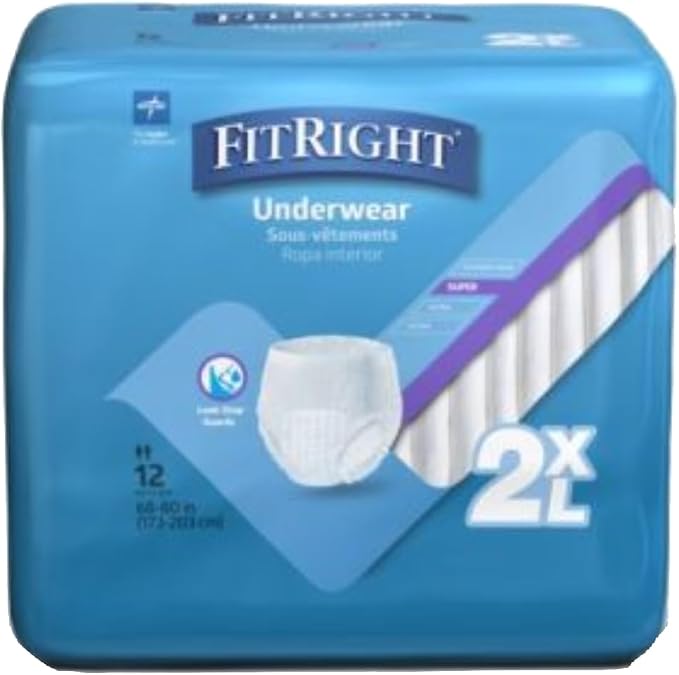 Medline Protection Plus Super Protective Underwear, XX-Large, 12 Count