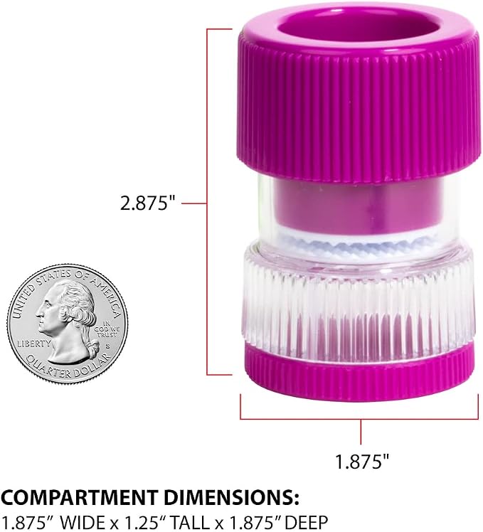 EZY DOSE Pill Crusher, Crushes Pills, Vitamins, Tablets into Powder, Storage Compartment, Removable Drinking Cup, Portable Design, Easy to Use, Designed for Travel, Purple, BPA Free