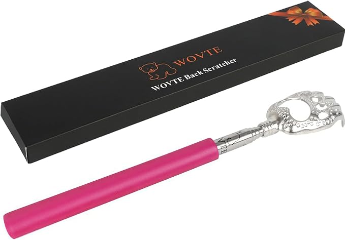 WOVTE Bear Claw Telescopic Back Scratcher for Women, Mothers Day Gifts Christmas Birthday Gifts Stocking Stuffers for Women Mom(Pink)