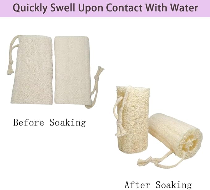 Natural Loofah Exfoliating Body Scrubber,3 Pack | Bath Sponge with Hanging Loop,Shower Loofah Sponge Body Scrubber for Women and Men,Biodegradable Spa Gift