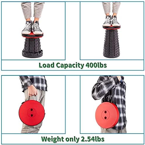 Fishboy Upgraded Collapsible Stool, 400lbs Max Weight, Lightweight But Sturdy, Portable Retractable Folding Telescoping Foldable Camping Stool for Adults Outdoor Fishing Hiking BBQ