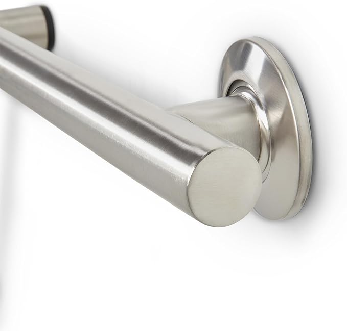 Seachrome Bathroom Grab Bar, 38 inch Stainless Steel, Left Handed Zuma Bar, 1 1/4 inch Diameter, Handicap Grab Bar, Safety Rail, Satin Stainless (GWL-3638-QCR-SS)