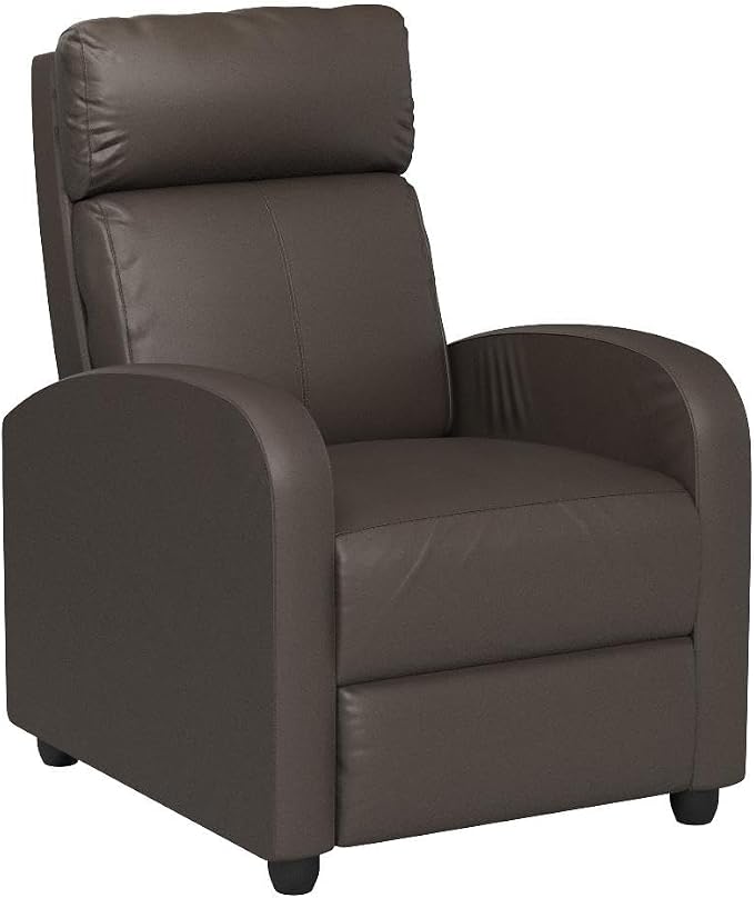BestMassage Recliner Chair with 2 Point Massage Function | Pu Brown | with Lumbar Support, Adjustable Push Back, Wide Arm & Footrests, Padded Seat | Easy Assembly | for Living Room, Home Theatre