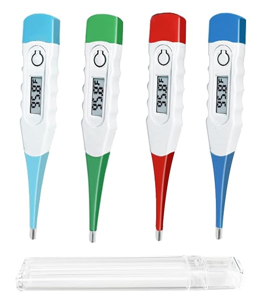 Digital Thermometer，BESTWYA Thermometer for Adult (B, Pack of 4) | Flexible Tip Accurate LCD Reading Oral, Rectal or Under Arm Use