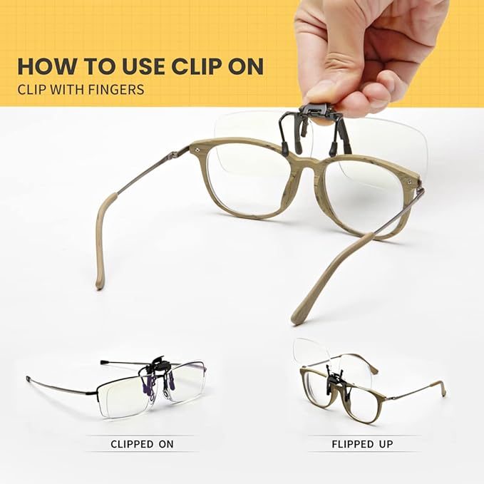 Reading Glasses Clip-On Magnifiers for Eyeglasses, Blue Light Blocking Flip Up Readers for Women and Men
