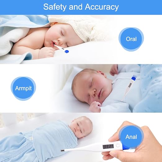 Berrcom Digital Thermometer for Adults, Kids, Babies, Oral Rectal Underarm | Medical Thermometer with Fever Alarm, C/F Switchable, Body Temperature, Fast Read, Oral in Mouth, Rectal, Under Arm Use