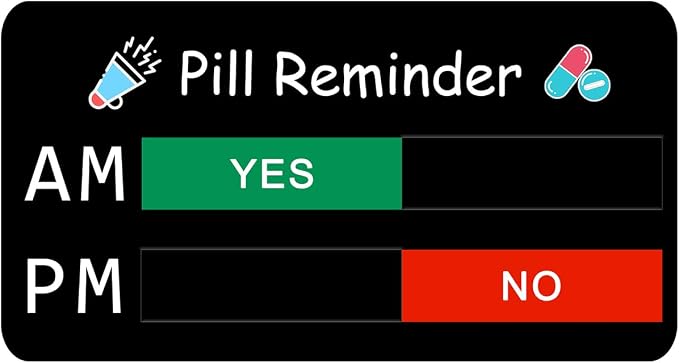 Pill Reminder, Pill Reminder Magnet, Pill Tracker AM PM, Acrylic Reminder Slider for Fridge, Magnetic and Adhesive Sticker Option-6 x 3 inches, Black