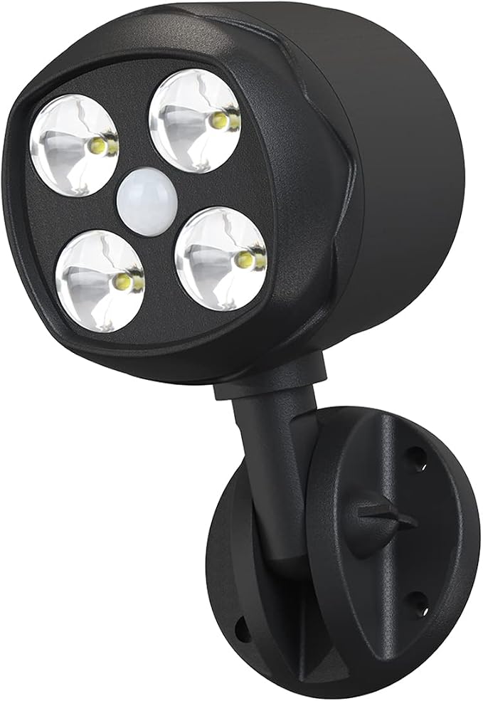 Motion Sensor Outdoor Lights, Battery Operated 600LM Motion Detector Security Lights, Black (1 Pack)