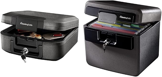 SentrySafe Fireproof and Waterproof Safe Box, 6.6 x 15.4 x 14.3 Inches, CHW20221 with Key Lock, File and Document Safe, 0.65 Cubic Feet