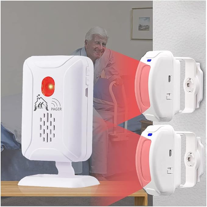 Upgrade Professional Bed Sensor Alarm and Fall Prevention for Elderly/Dementia and More,Caregiver Pager Motion Sensor with 5 Volume Level