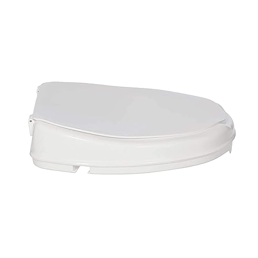 Homecraft Savanah Raised Toilet Seat 2" with Lid, Elongated & Elevated Lock Seat Support for Elderly, Handicapped and Disabled Users, White Colour | Elevated toilet seat riser for seniors and elderly; universal fit for most standard toilets, portable a...