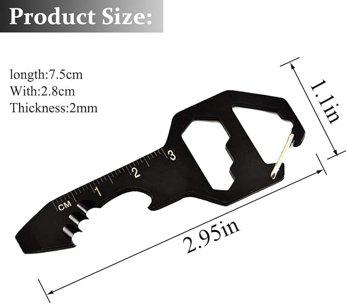 2PCS Keychain Bottle Opener Multi Tool, 100% Stainless Steel EDC Gadget, 6 Tools in 1 [Bottle Opener, Wrench, Screw Driver, Metric Ruler,Cord Cutter] Universal Everyday Carry Pocket and Backpack Tool