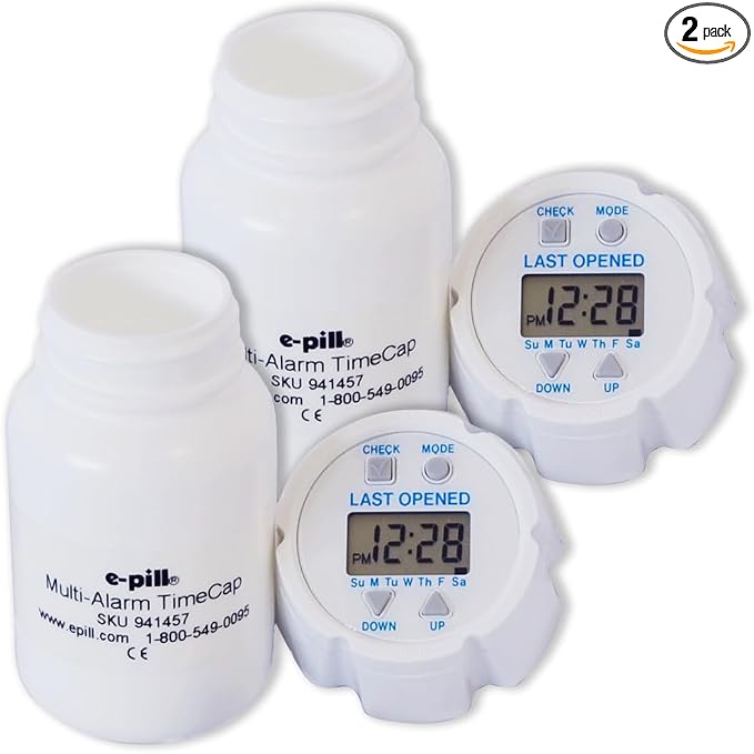 TimeCap Bottle Cap with Last Opened Time Stamp & Reminder | Tracks Last Open Date for Medication, Vitamins, Supplements & Pet Care