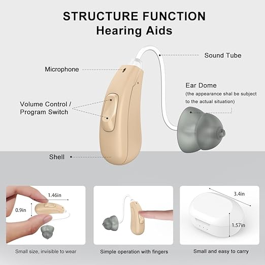 True Hearing Aids Not Amplifier 11 Channels Professional Rechargeable Waterproof Hearing Aids for Seniors Serve with Noise Cancelling Hearing Aid with Magnetic Charging Box