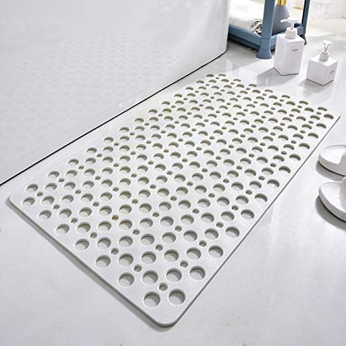 Casa and Beyond Shower Mat,Non Slip Bath Mat and Shower Mat with Suction Cups and Drain Holes,Bathroom Mat Easy to Clean Soft Machine Washable,Bathtub Mat Easy Dry&Cut (White,21" x 21"(Rectangular))