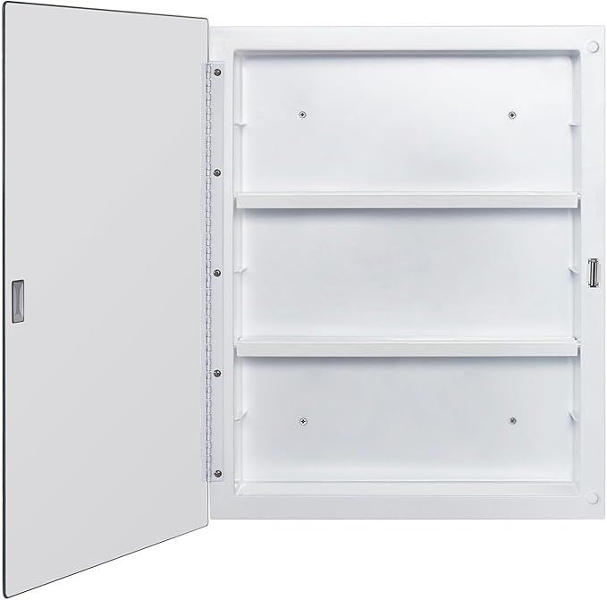 Plastic Medicine Mirror Cabinet for Bathroom 16 x 20 inch, Surface and Recessed Mount