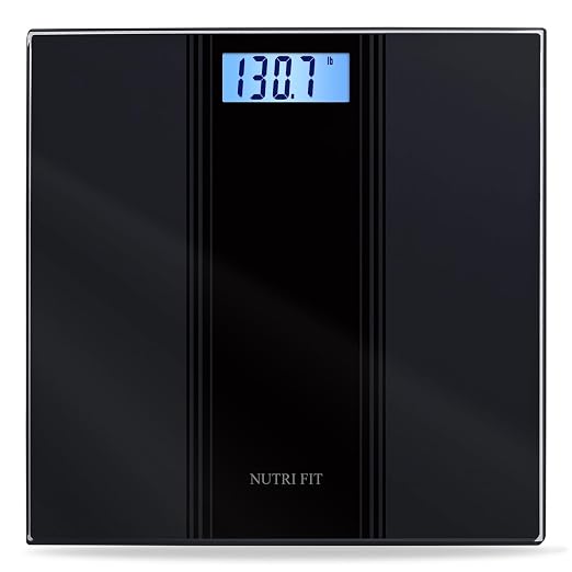 NUTRI FIT Scale for Body Weight Digital Bathroom Scale, Highly Accurate Electronic Weighing Machine for People, LCD Backlit Display, Large Size for Safe Home Use, Batteries Included, 400 lbs