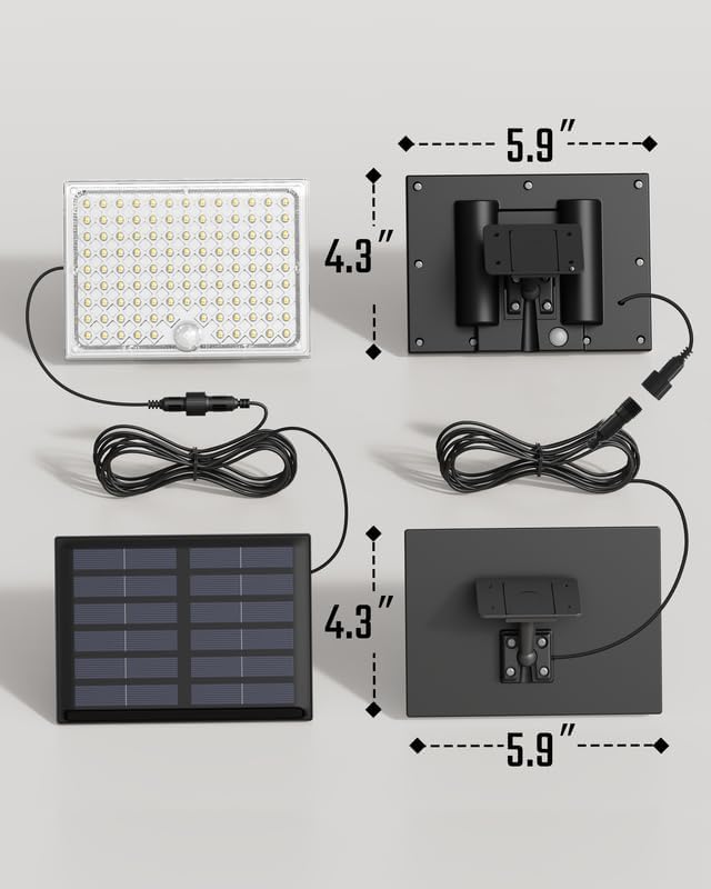 SUPERDANNY Solar Outside Lights with 113 Bright LEDs 7000K with 16ft Cable | 2 Pack, 3 Modes Motion Sensor Outdoor Flood Lights Dusk to Dawn, IP65 Waterproof, Security for Garden Barn Porch Patio