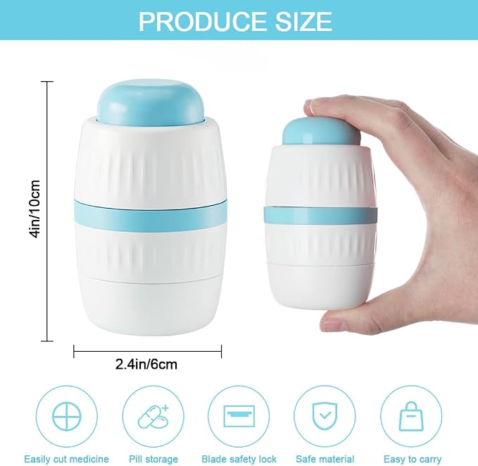 Pill Cutter Splitter for Small and Tiny Pills with Stainless Steel Blade for Cutting Small or Large Pills in Half or Quarter Suitable for Cuting Vitamins, Tablets
