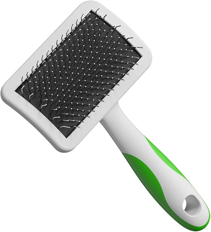 Andis 68565 Stainless-Steel Slicker Brush, Medium, Green | Curved bristles reduce shedding & promote hair growth, pet grooming brush, durable lightweight