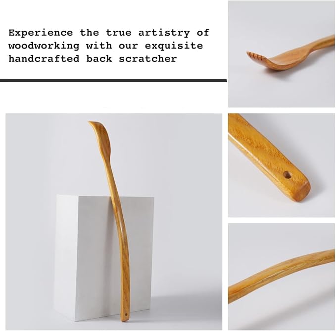 ITCHY-BAN Oversized Wooden Back Scratcher: 18'' Extended Curved Handle for Better Reach, Handcrafted to Perfection, Instant Itch Relief, Gentle on Skin Leave No Scratch Marks (Yellow)